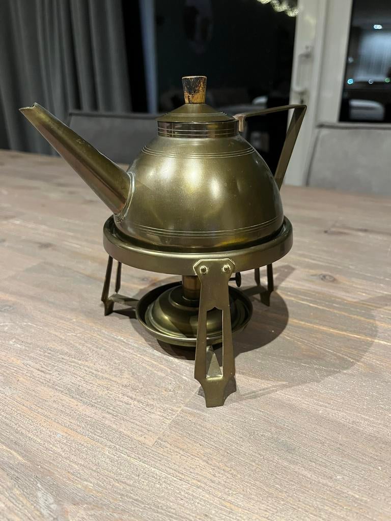 Antieke Messing Theeketel op Komfoor, Ophalen of Verzenden