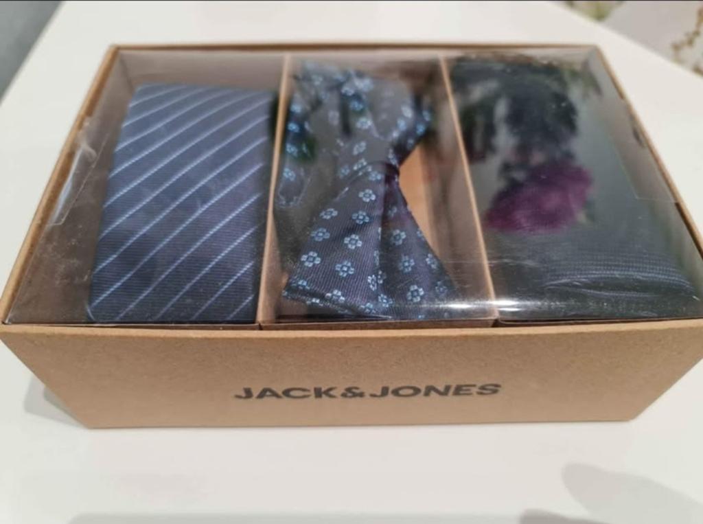 Jack & Jones Stropdas Set - Blauw gestreept en met patroon, Kleding | Heren, Stropdassen, Blauw, Nieuw, Ophalen of Verzenden, Met patroon