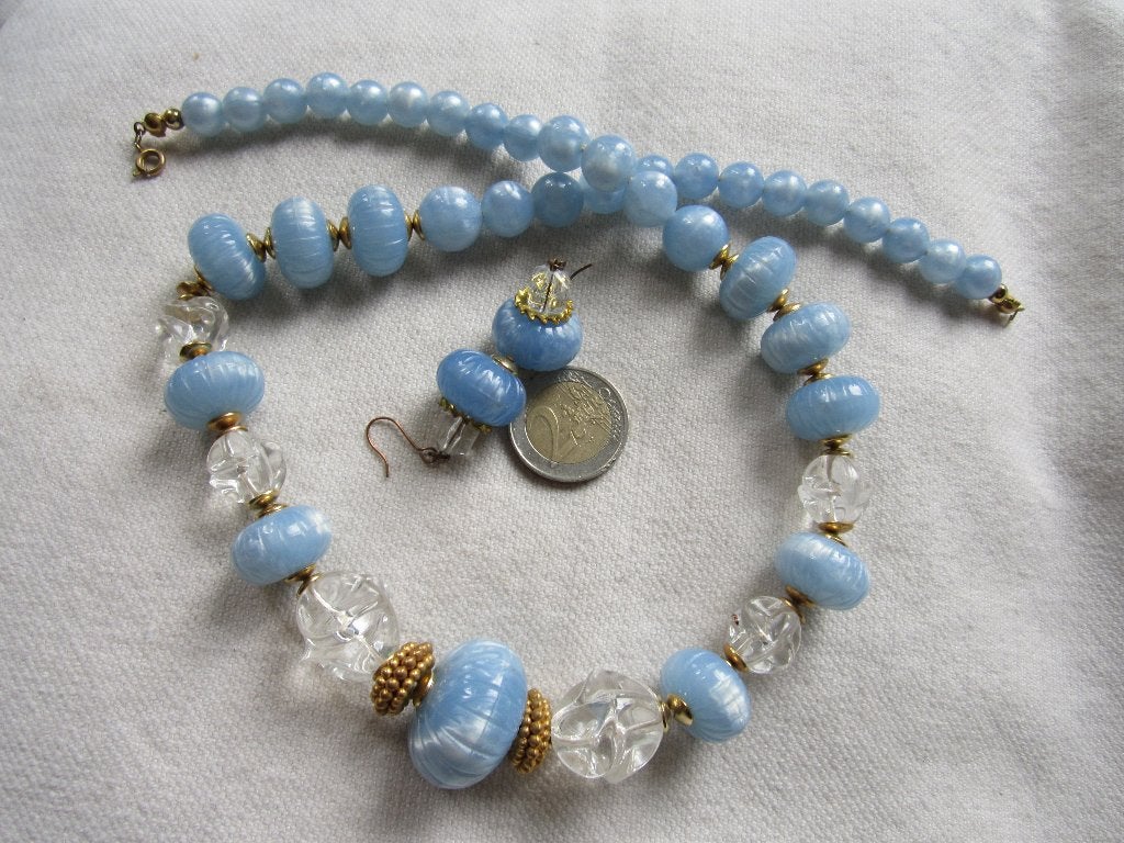 8.  Schitterende oude ketting+oorbellen,  60 cm, Ophalen, Overige materialen, Ketting