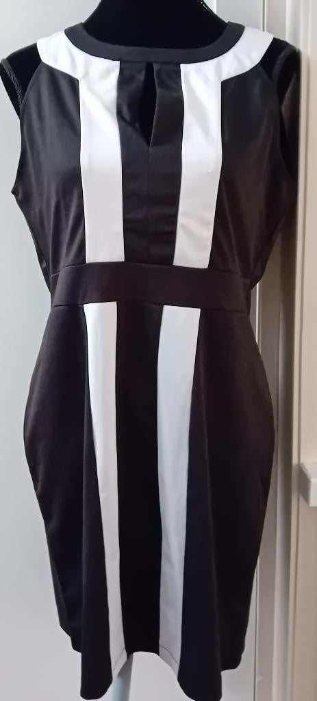 tuniek,maat 38,retro,vintage,jurk,zwart,wit,zomer,jurkje, Maat 38/40 (M), Verzenden, Zwart, Zo goed als nieuw