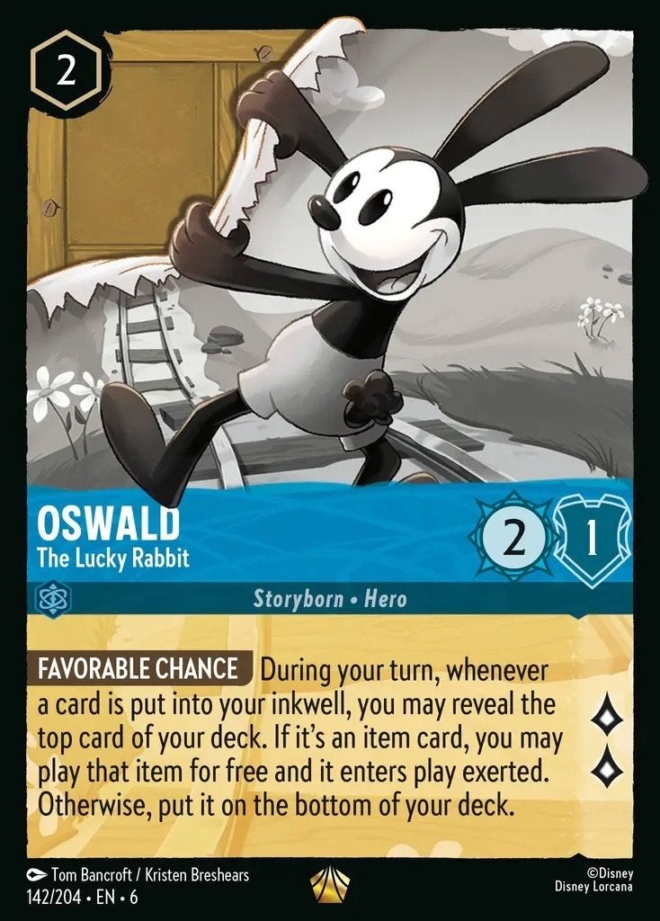 Disney Lorcana - Azurite Sea - 142 - Oswald - The Lucky Rabb, Ophalen of Verzenden, Nieuw, Losse kaart