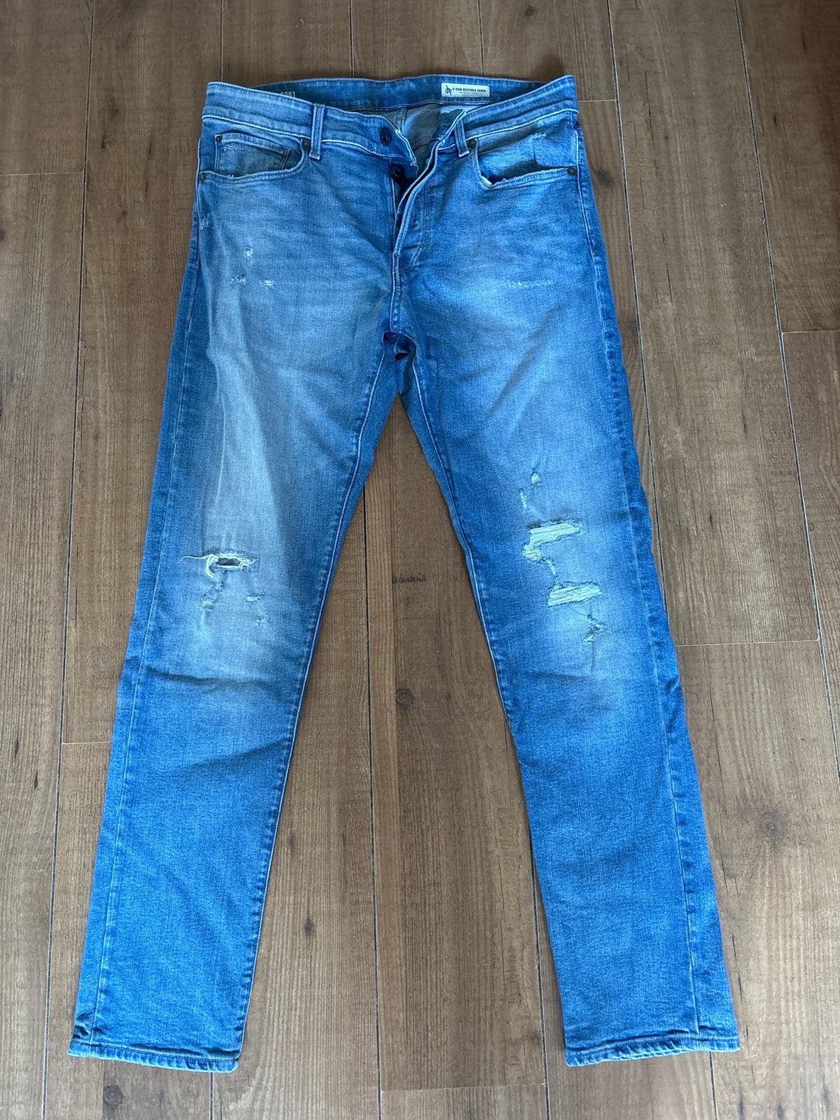 G-Star 3301 Slim Spijkerbroek - Maat 33/32, Ophalen of Verzenden, Gedragen, Blauw, Overige jeansmaten