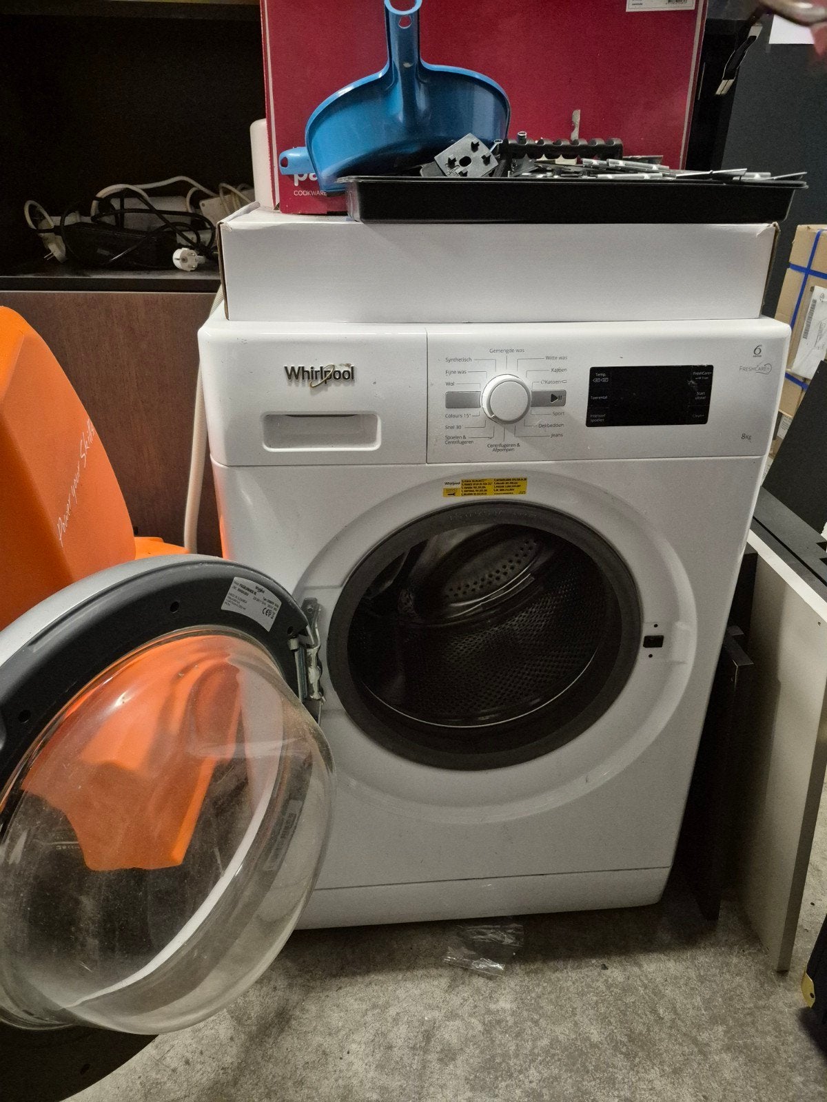 Whirlpool wasmachine 6th Sense 8kg, Ophalen, 1200 tot 1600 toeren, Minder dan 85 cm, Handwasprogramma