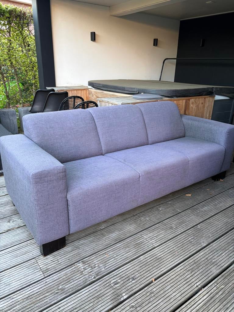 Comfortabele grijze driezits bank, Ophalen, Gebruikt, Driepersoons, 75 tot 100 cm