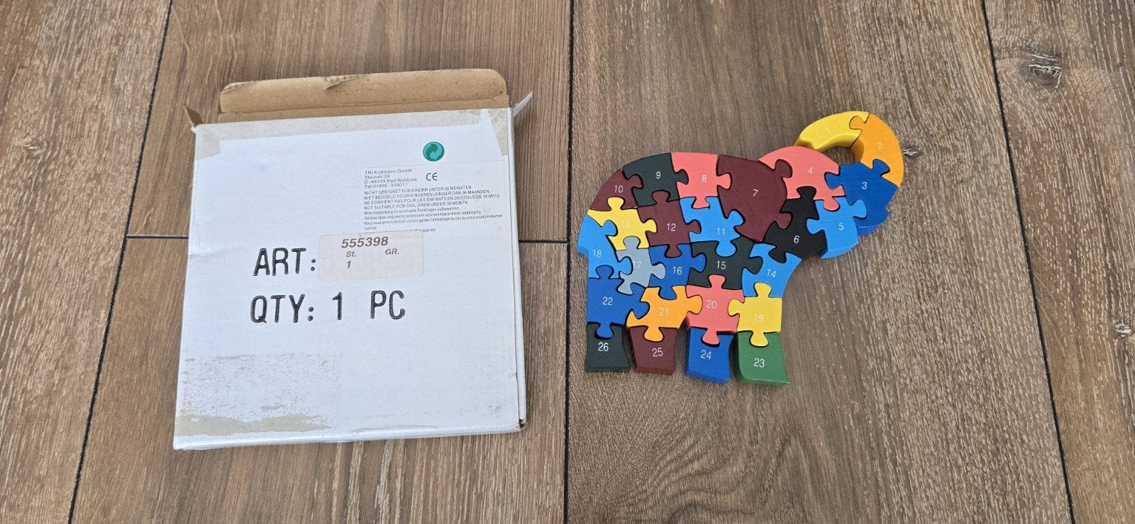 Houten olifant cijferpuzzel, Ophalen of Verzenden, Zo goed als nieuw