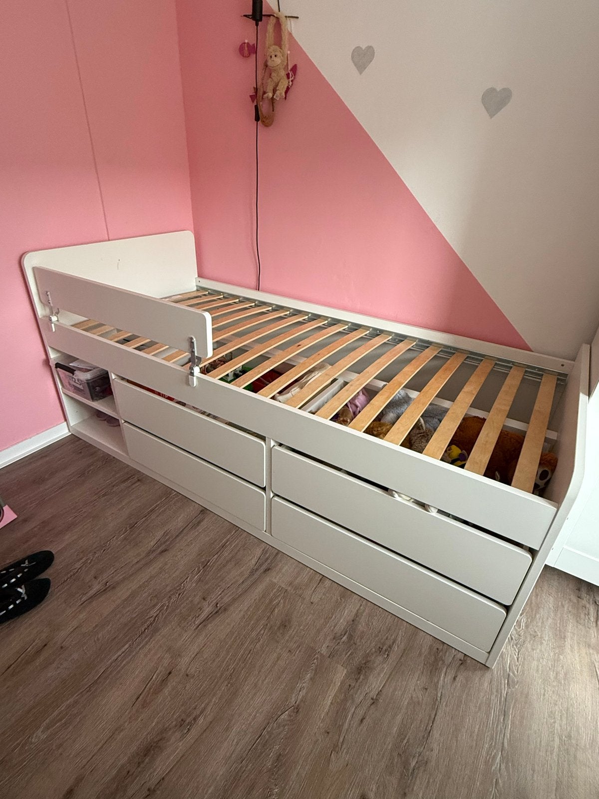IKEA bed SLÄKT inclusief lattenbodem en NATTAPA zijsteun, Ophalen, Gebruikt, 90 cm, Eenpersoons
