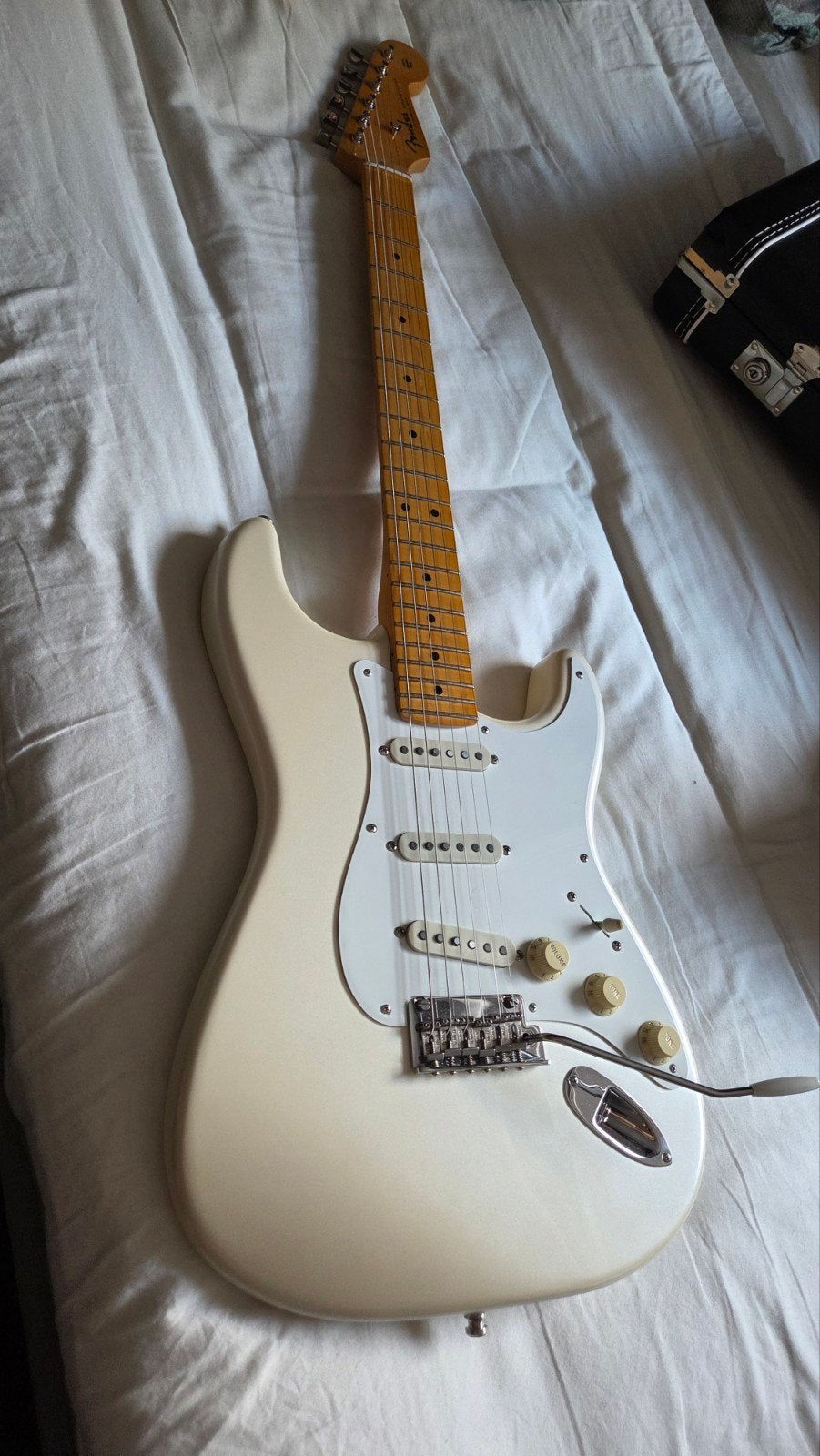 Fender Lincoln Brewster Stratocaster Maple Fingerboard Olymp, Ophalen, Zo goed als nieuw, Solid body, Fender