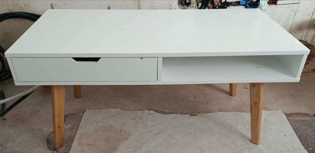 JYSK TAMHOLT Salontafel Wit/Eiken 50x100 cm, Ophalen, Gebruikt, 100 tot 150 cm, 50 tot 100 cm