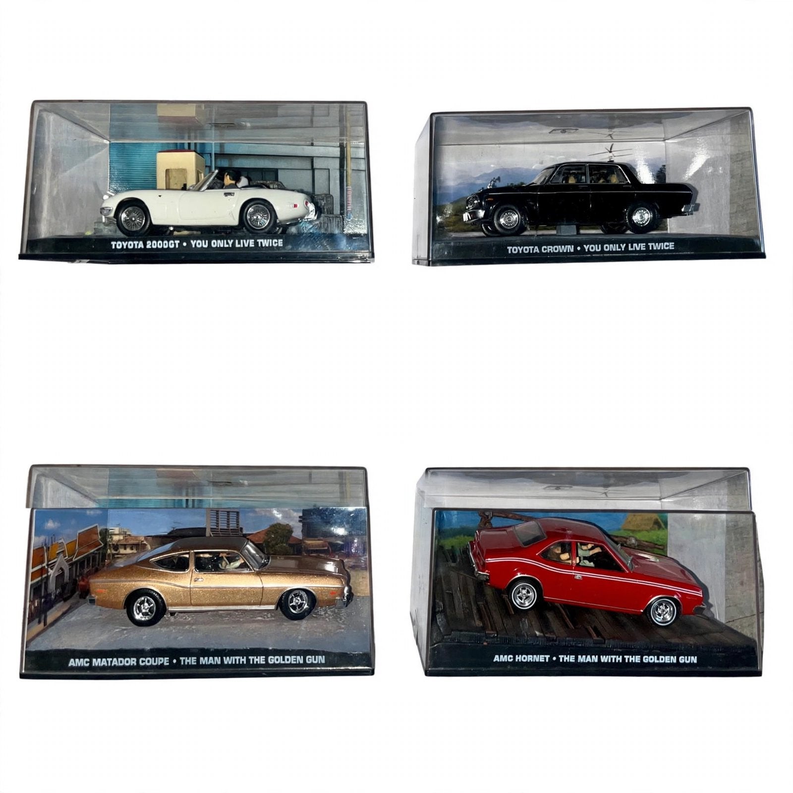 4x JAMES BOND 007 1:43 - Toyota 2000GT + Barrel Roll Hornet, Ophalen of Verzenden, Zo goed als nieuw, Auto, Overige merken
