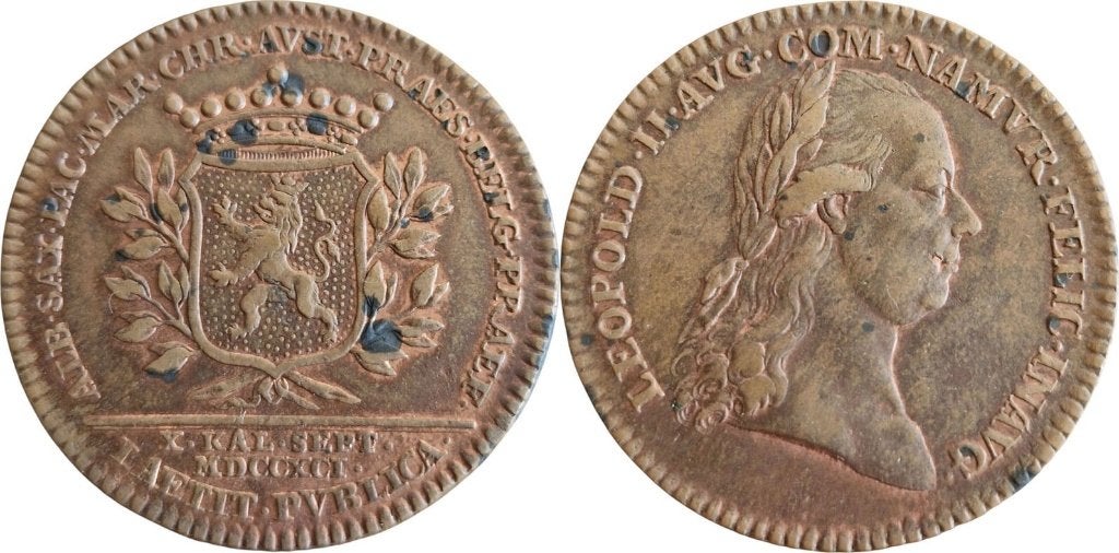 Penning 1791, Oostenrijkse Nederlanden, Leopold II, Ophalen of Verzenden, Overige materialen, Buitenland