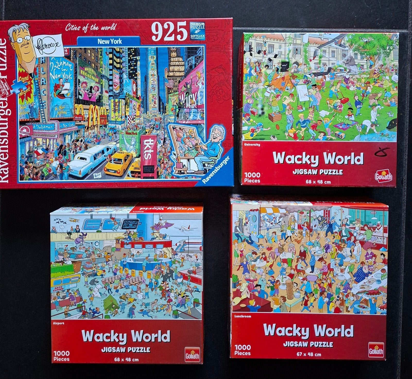 collectie That's Life en Wacky World puzzels (1000 stuk, Hobby en Vrije tijd, Ophalen, 500 t/m 1500 stukjes, Zo goed als nieuw