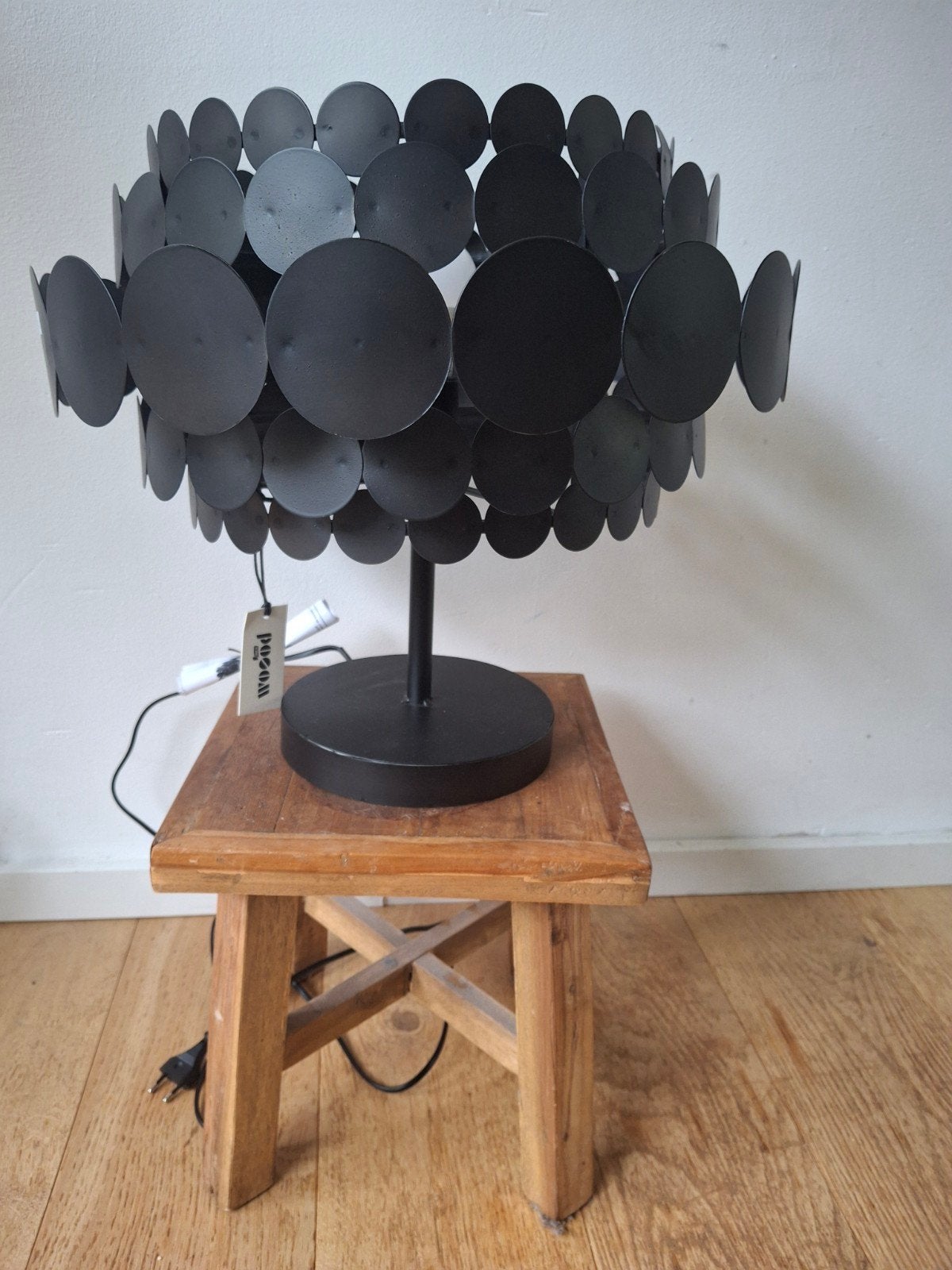 Nieuwe WOOOD Tafellamp Kaki Zwart Design 45 cm, Ophalen, Overige merken, Nieuw, E27 (groot)