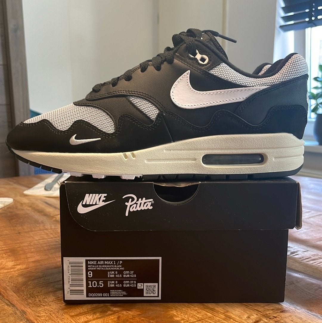 Nike air max 1 Patta Black 42.5 NIEUW., Zwart, Nieuw, Ophalen of Verzenden, Sneakers of Gympen