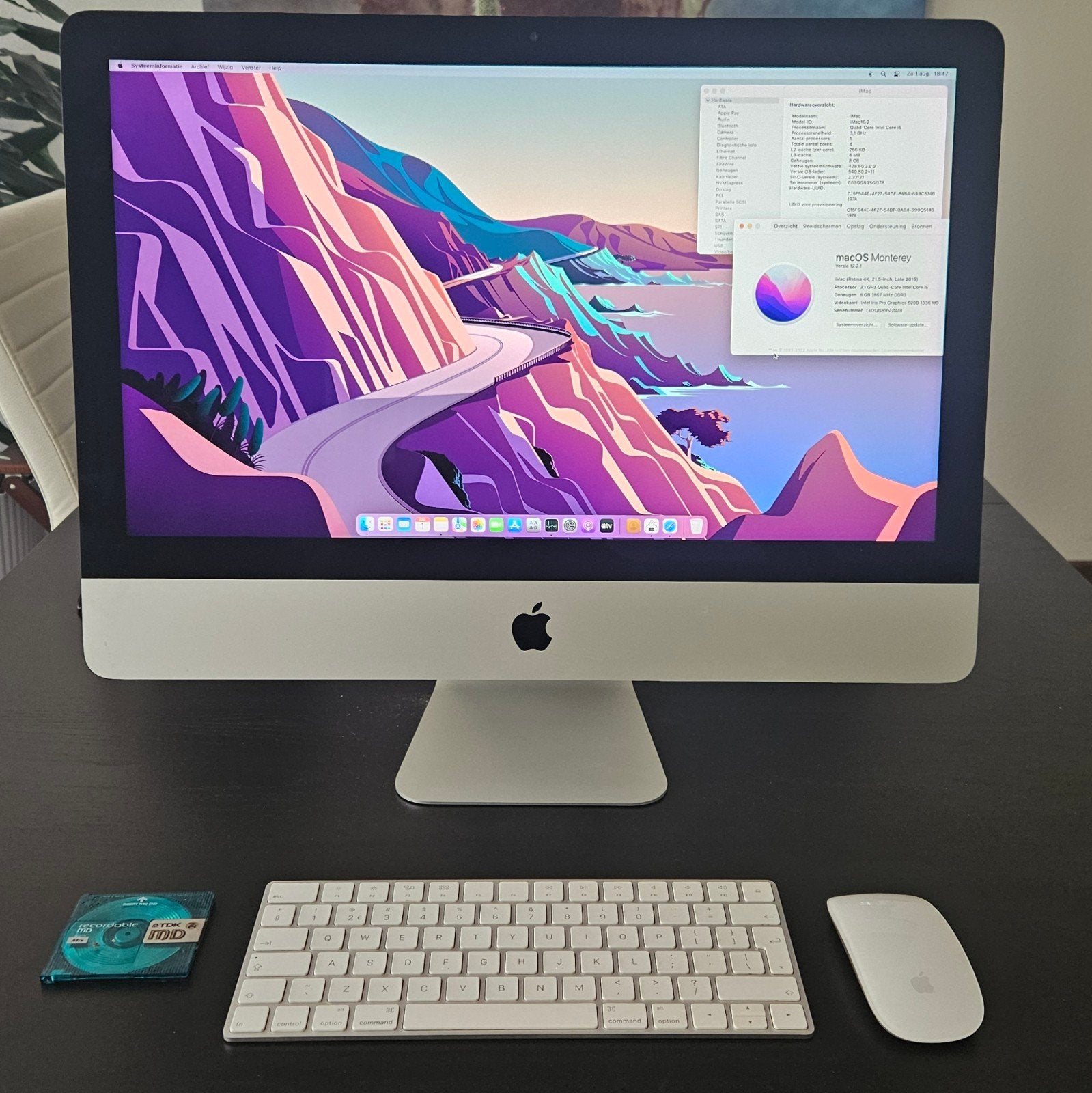 Apple iMac 21.5 inch - 8GB RAM, 1TB HDD, Computers en Software, Apple Desktops, Zo goed als nieuw, iMac, HDD, 3 tot 4 Ghz, 8 GB
