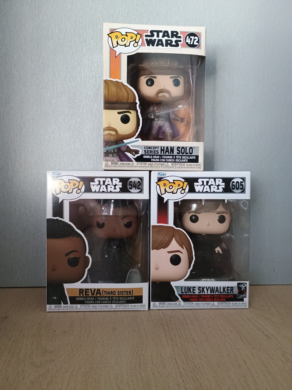 3 star wars Funko pops, niet uit de doos geweest, Ophalen of Verzenden, Nieuw