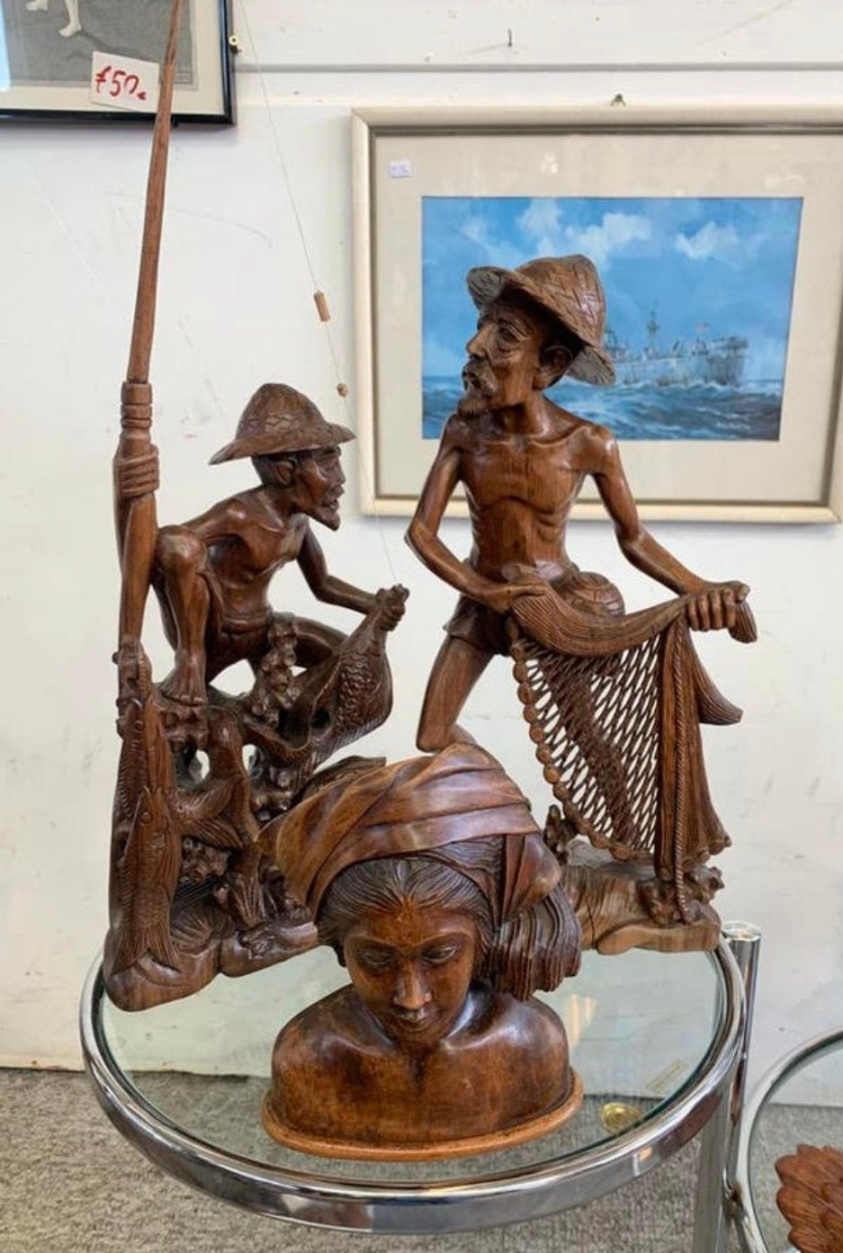 Beeld diverse oud Indonesisch Balinese houtsnijwerk beelden, Ophalen of Verzenden