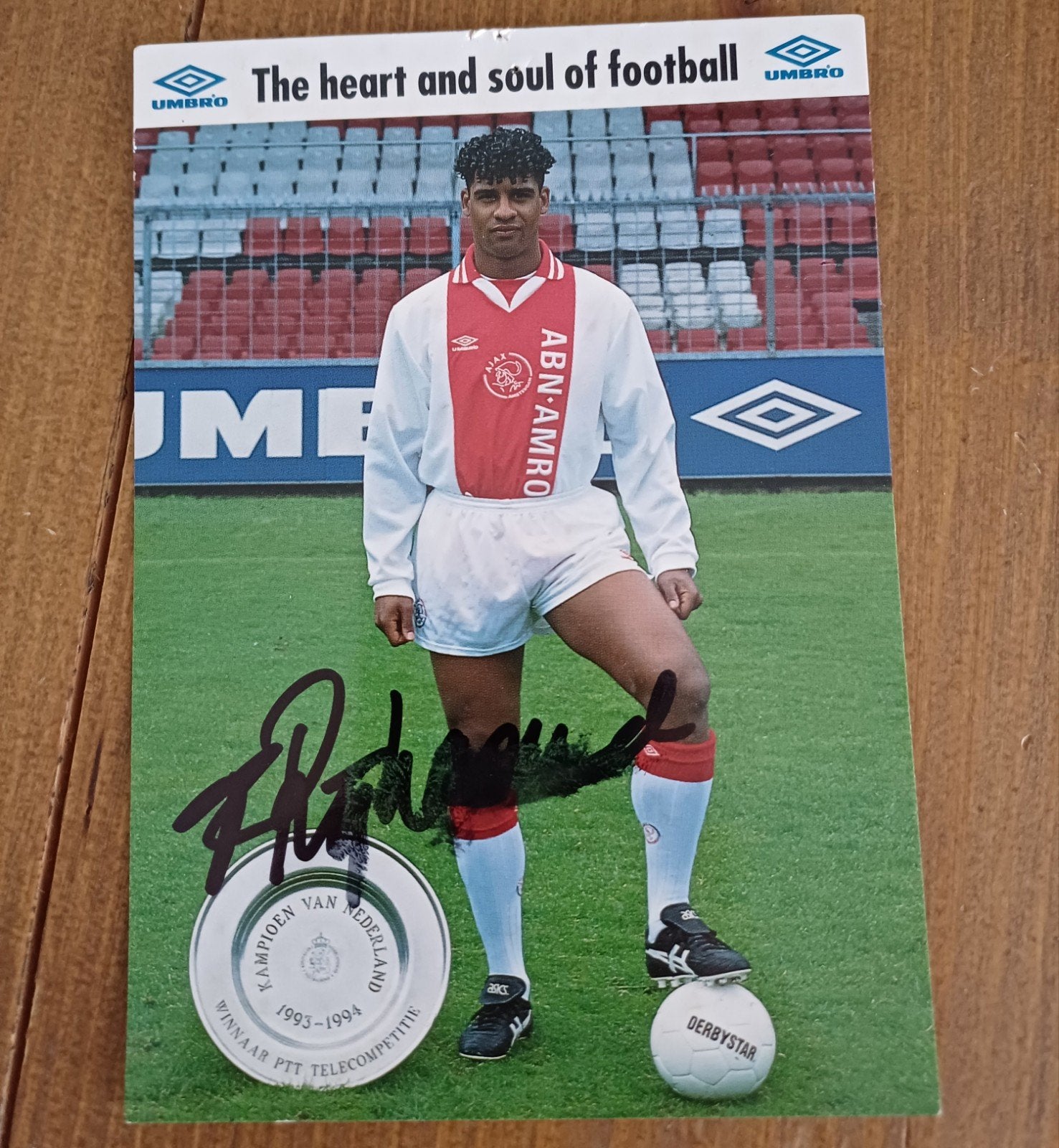 Frank Rijkaard handtekening gesigneerde ansichtkaart Ajax, Verzamelen, Ophalen of Verzenden, Zo goed als nieuw, Ajax, Spelerskaart