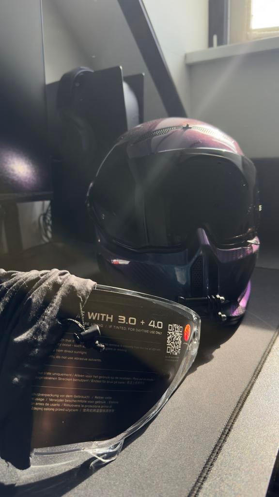 Ruroc Atlas 3.0 Motorhelm - Paars/Blauw Carbon, Ophalen of Verzenden, Zo goed als nieuw, Extra large of groter