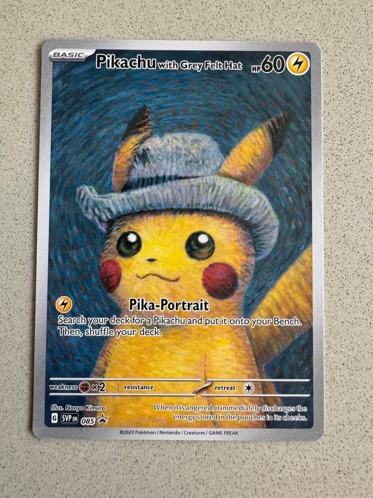 Pikachu With Grey Felt Hat, Ophalen, Nieuw, Losse kaart