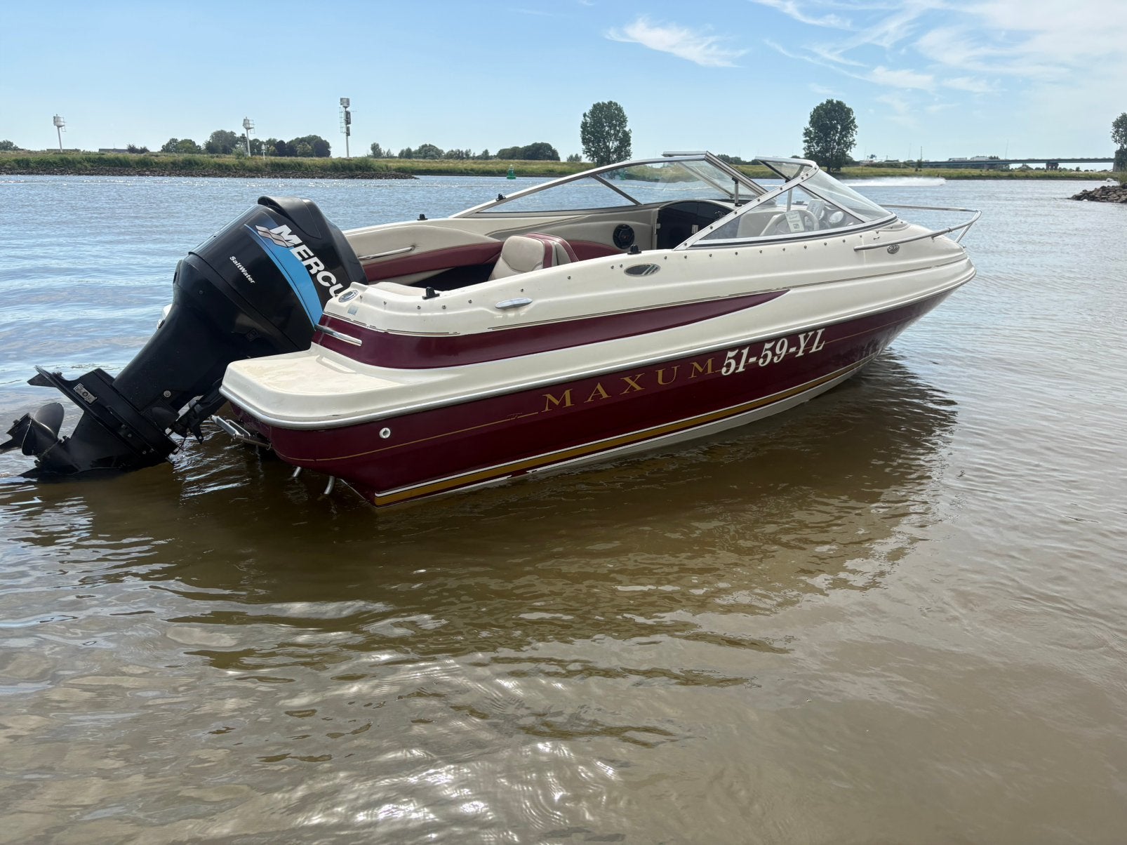 Maxum 1700 XC Cuddy met Mercury 90 pk Optimax, Overige merken, Gebruikt, Elektrische start, Ophalen of Verzenden