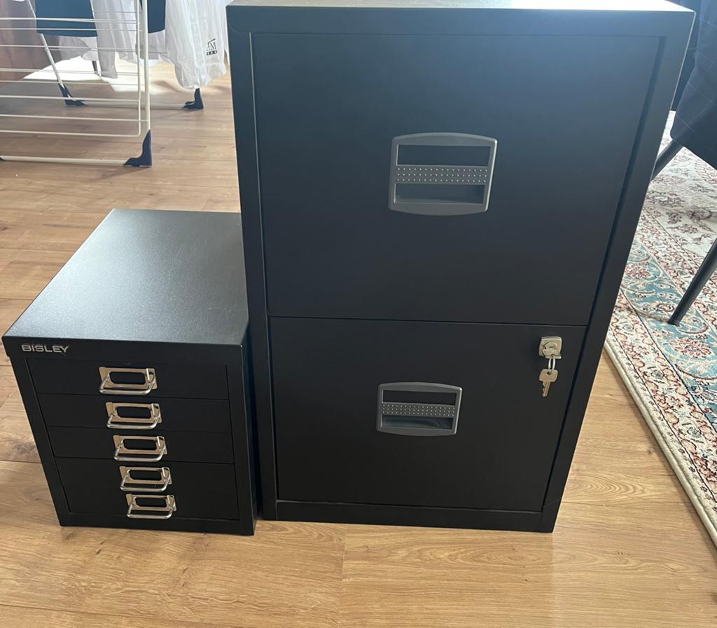 2x Bisley ladenkast 1x5 lagen en Hangmappenkast met slot, Ophalen, Zo goed als nieuw