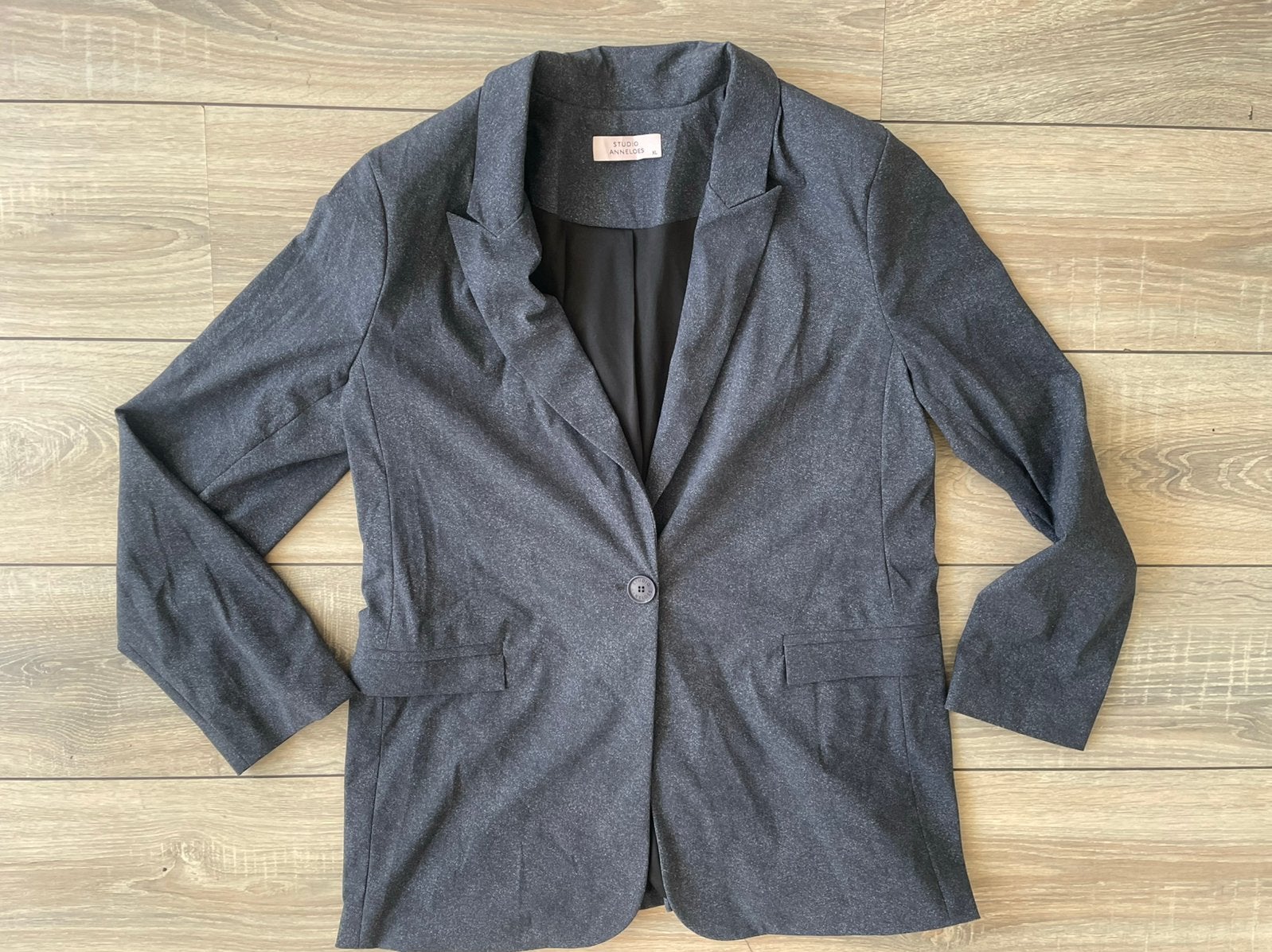 Studio Anneloes Fran denim blazer black heavy travel mt XL, Zwart, Maat 46/48 (XL) of groter, Ophalen of Verzenden, Zo goed als nieuw