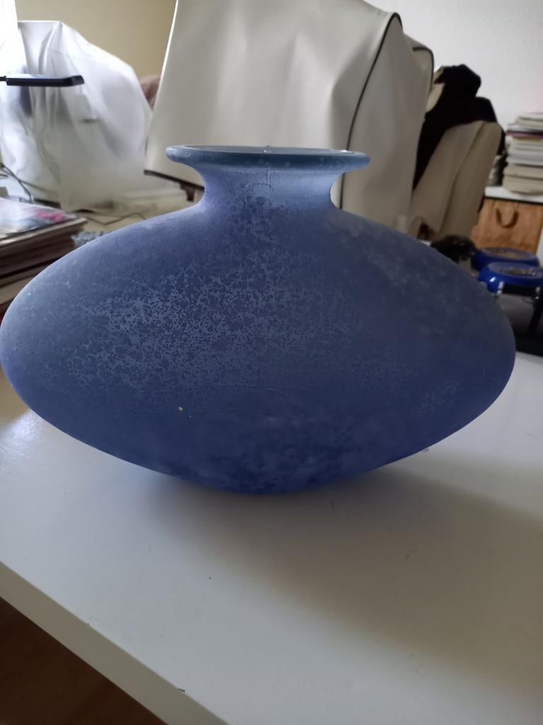 Prachtige blauwe vaas, Blauw, Ophalen of Verzenden, Minder dan 50 cm, Glas