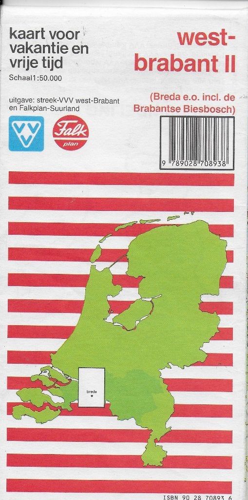 Pl1917 plattegrond west brabant ll falk plan / vvv 1989, Ophalen of Verzenden, 1800 tot 2000, Nederland, Landkaart
