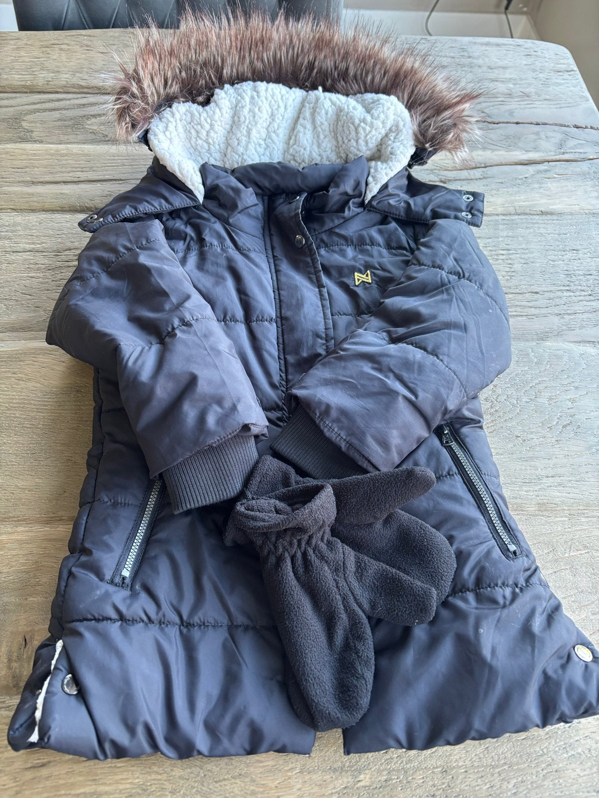 Koko Noko parka maat 110 met teddy voering en handschoenen, Ophalen of Verzenden, Gebruikt, Jongen of Meisje, Jas