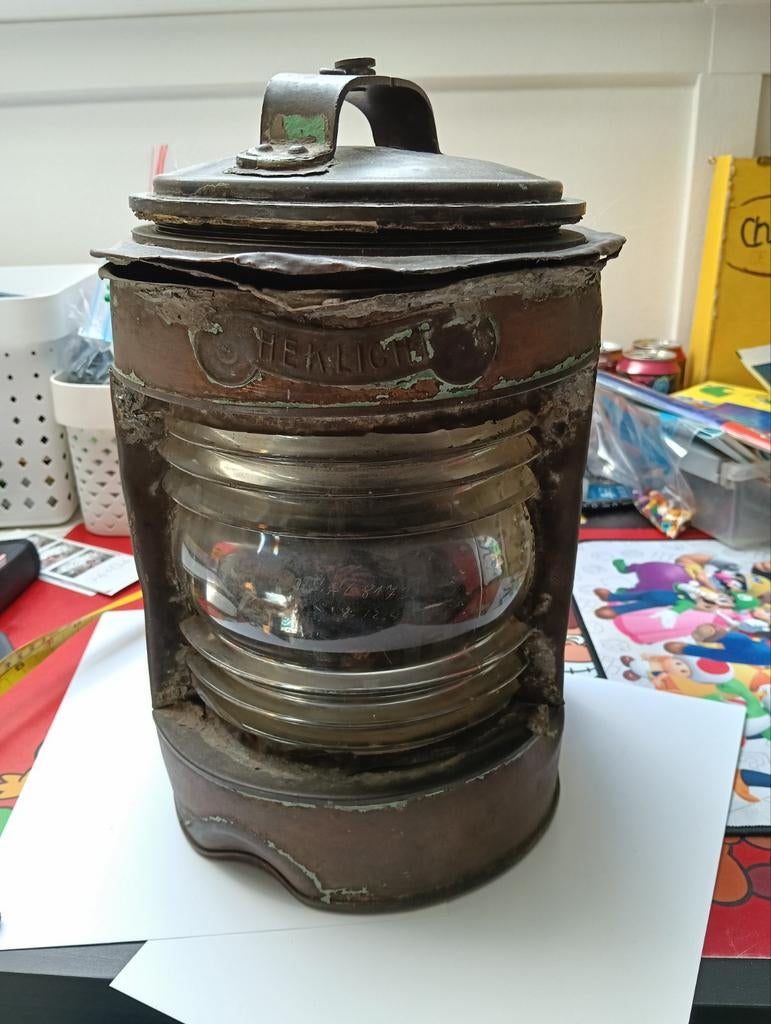 Koperen scheepslamp - heklicht, Verzamelen, Scheepvaart, Ophalen of Verzenden, Motorboot of Zeilboot