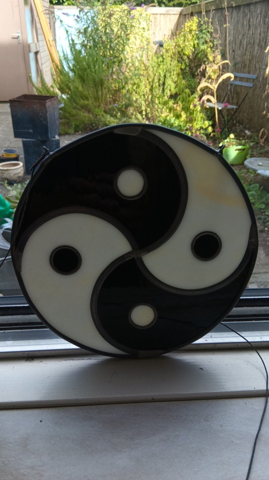 Glas in lood Yin Yang raamhanger - 20cm rond, Ophalen of Verzenden