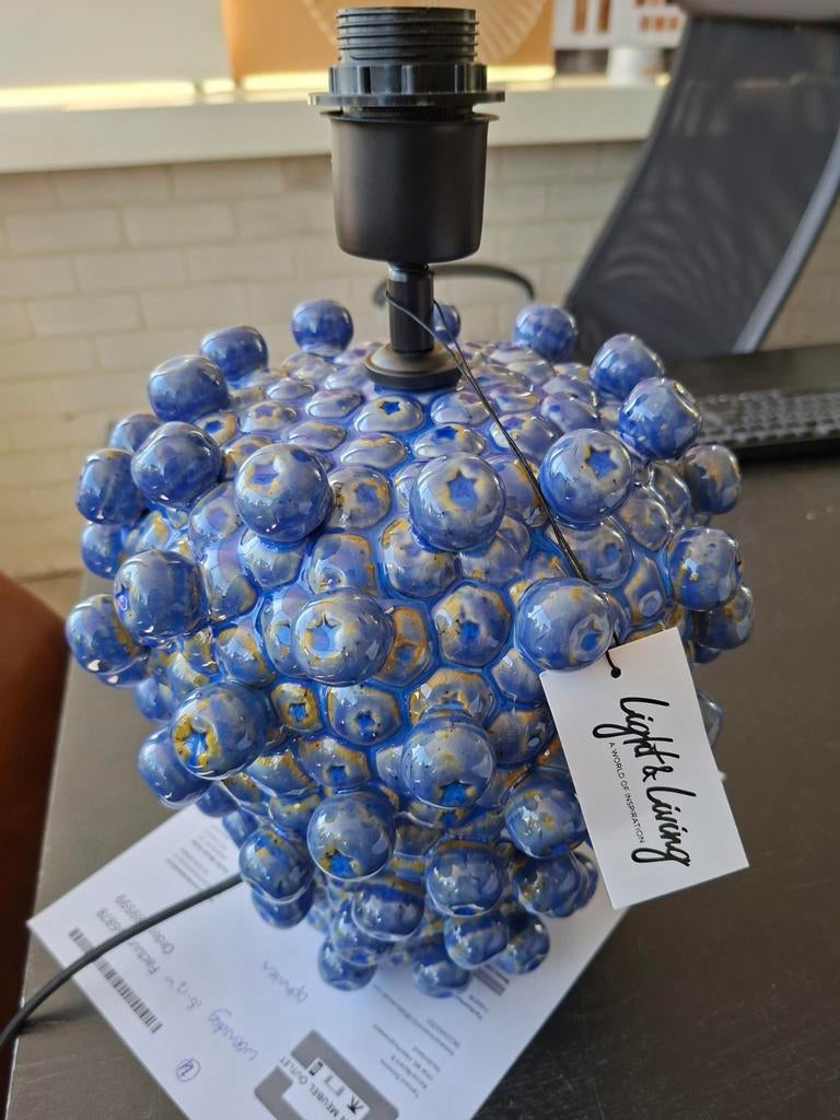 blauwe bes tafellamp 27 cm hoog  35 euro, Huis en Inrichting, Ophalen, Zo goed als nieuw, Minder dan 50 cm