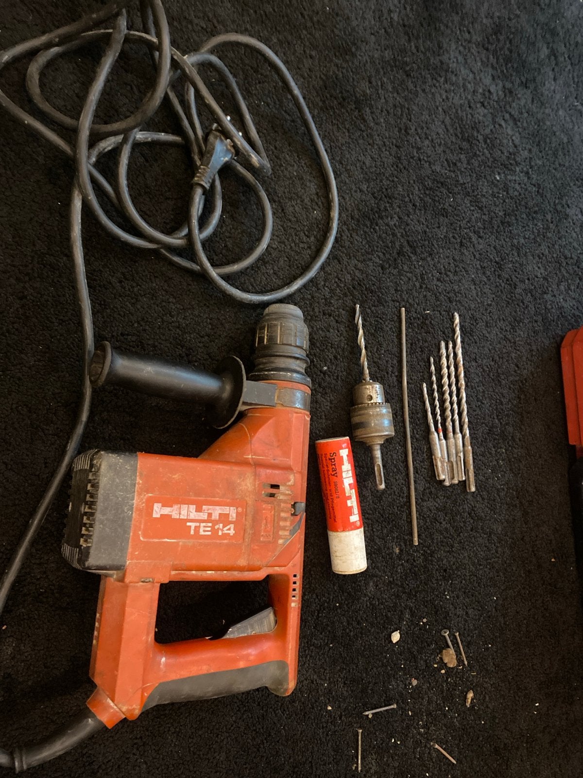 Hilti TE 14 Boorhamer met accessoires, Doe-het-zelf en Verbouw, Gereedschap | Boormachines, Gebruikt, Boor- en/of Breekhamer, Ophalen of Verzenden
