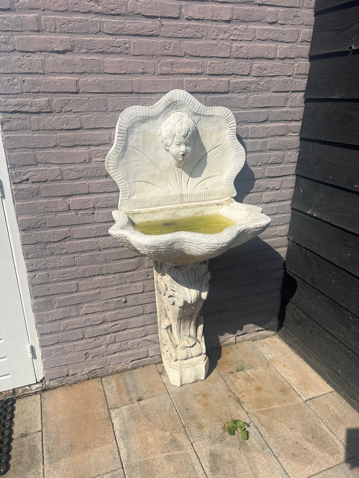Klassieke wandfontein steen/beton - tuin/terras, Ophalen, Gebruikt, Beton, Fontein