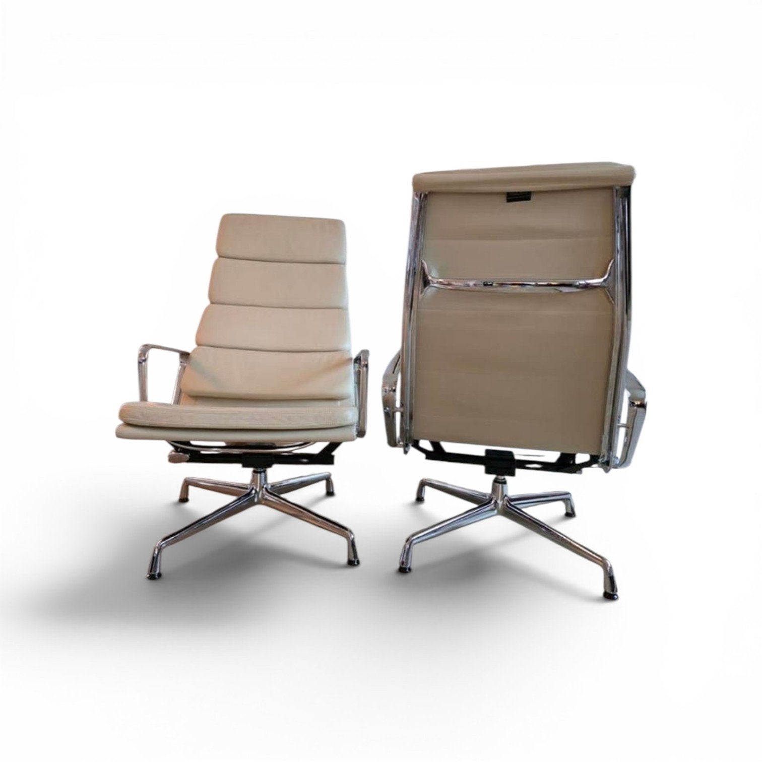 Vitra Eames EA222 lounge chair 2x premium leder, Ophalen of Verzenden, Leer