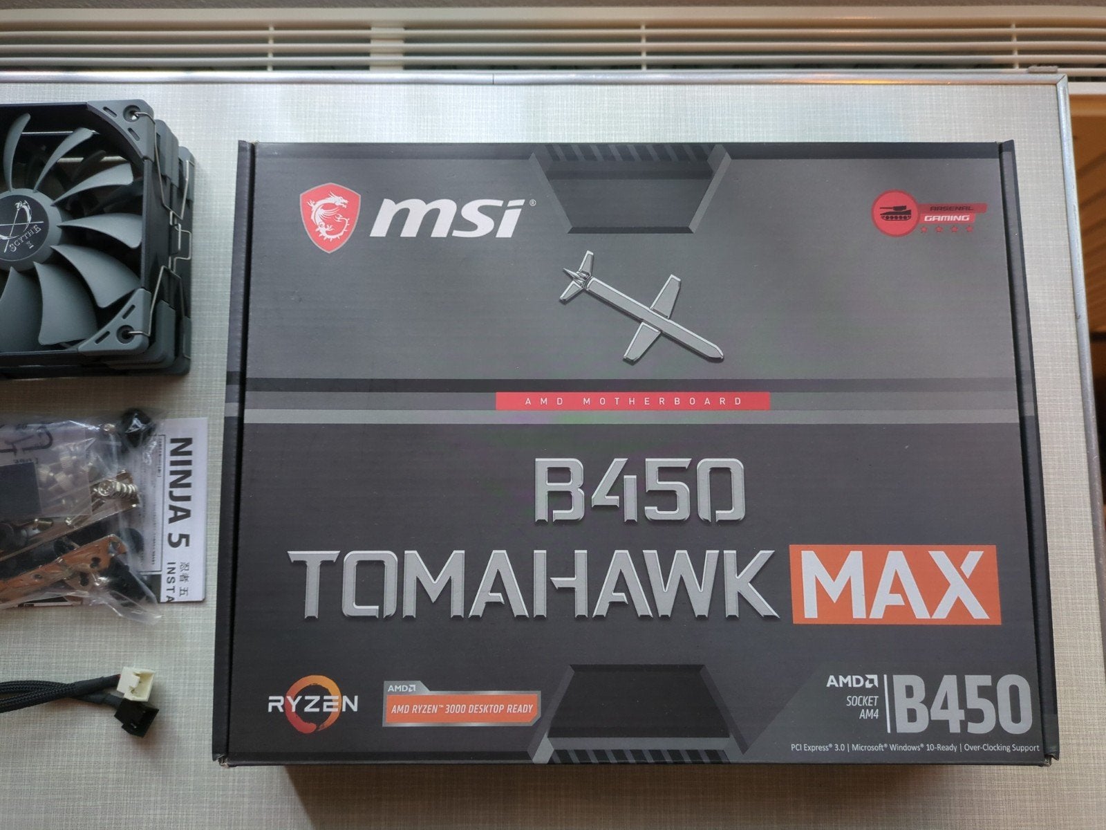 MSI B450 Tomahawk MAX + Scythe Ninja 5, DDR4, Ophalen of Verzenden, Zo goed als nieuw, Socket AM4