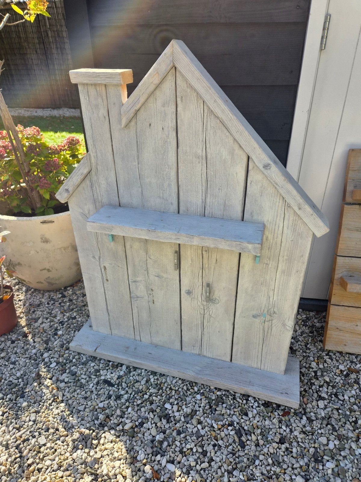 steigerhout huis en bord te koop, Ophalen, Gebruikt, Hout