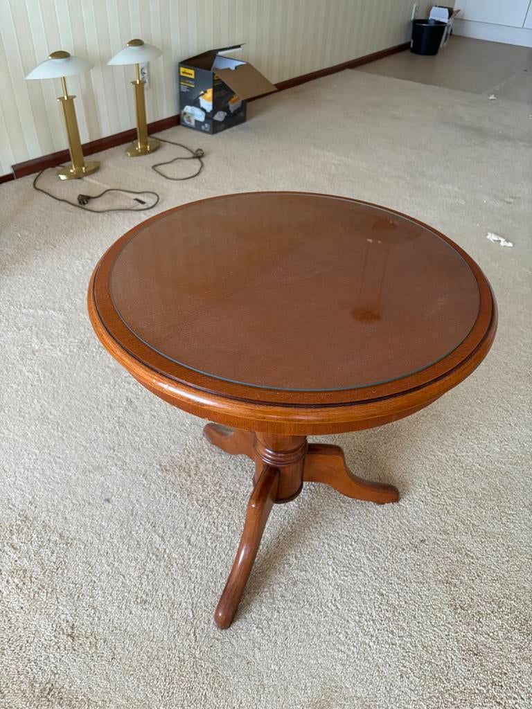Klassiek Italiaans bijzettafeltje van massief hout, Minder dan 55 cm, Gebruikt, Rond, Hout