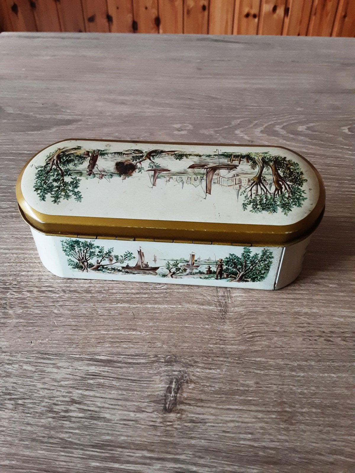 vintage Douwe Egberts/Pickwick theelepeldoosje, Ophalen of Verzenden, Gebruikt, Koffie, Douwe Egberts
