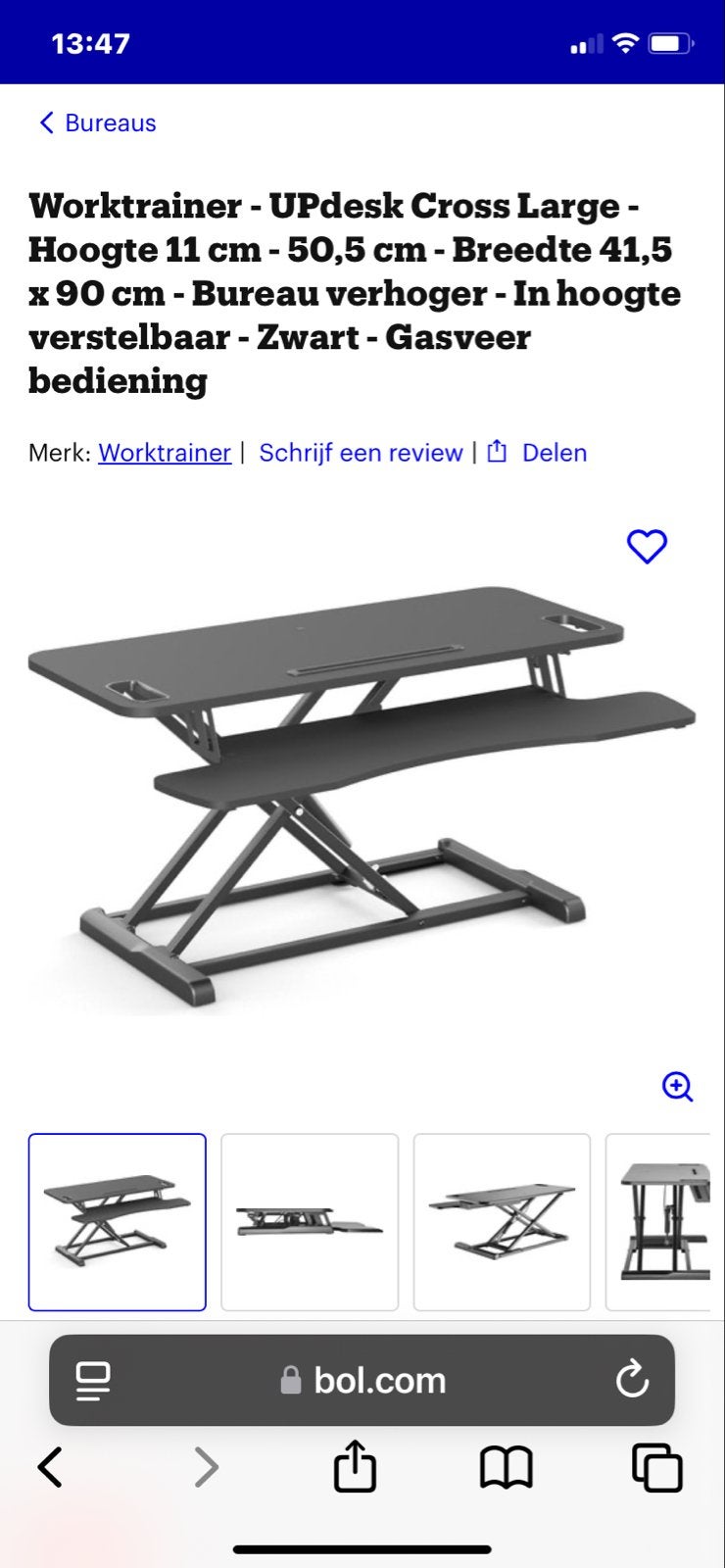 Bureau verhoger UPdesk Cross Large Zwart, Zwart, Metaal, In hoogte verstelbaar, Ophalen of Verzenden