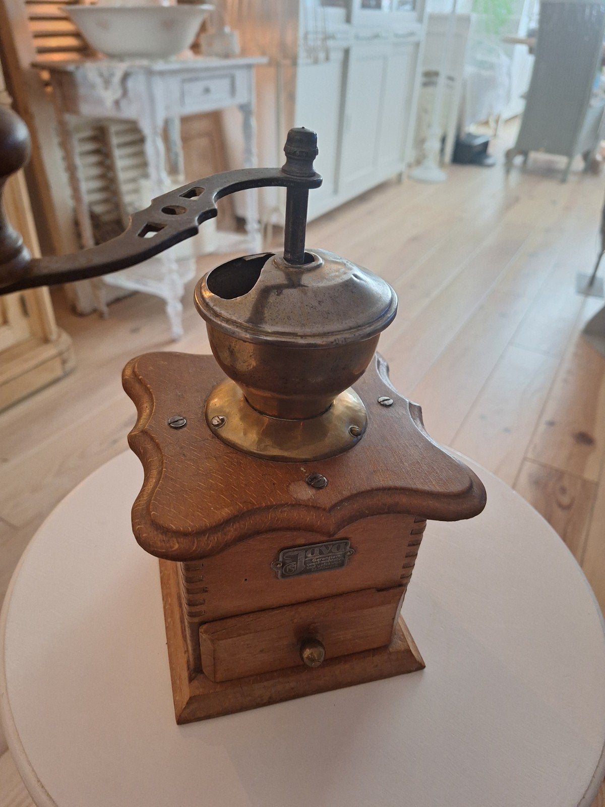 Antieke Java Koffiemolen - Hout en Messing, Ophalen of Verzenden