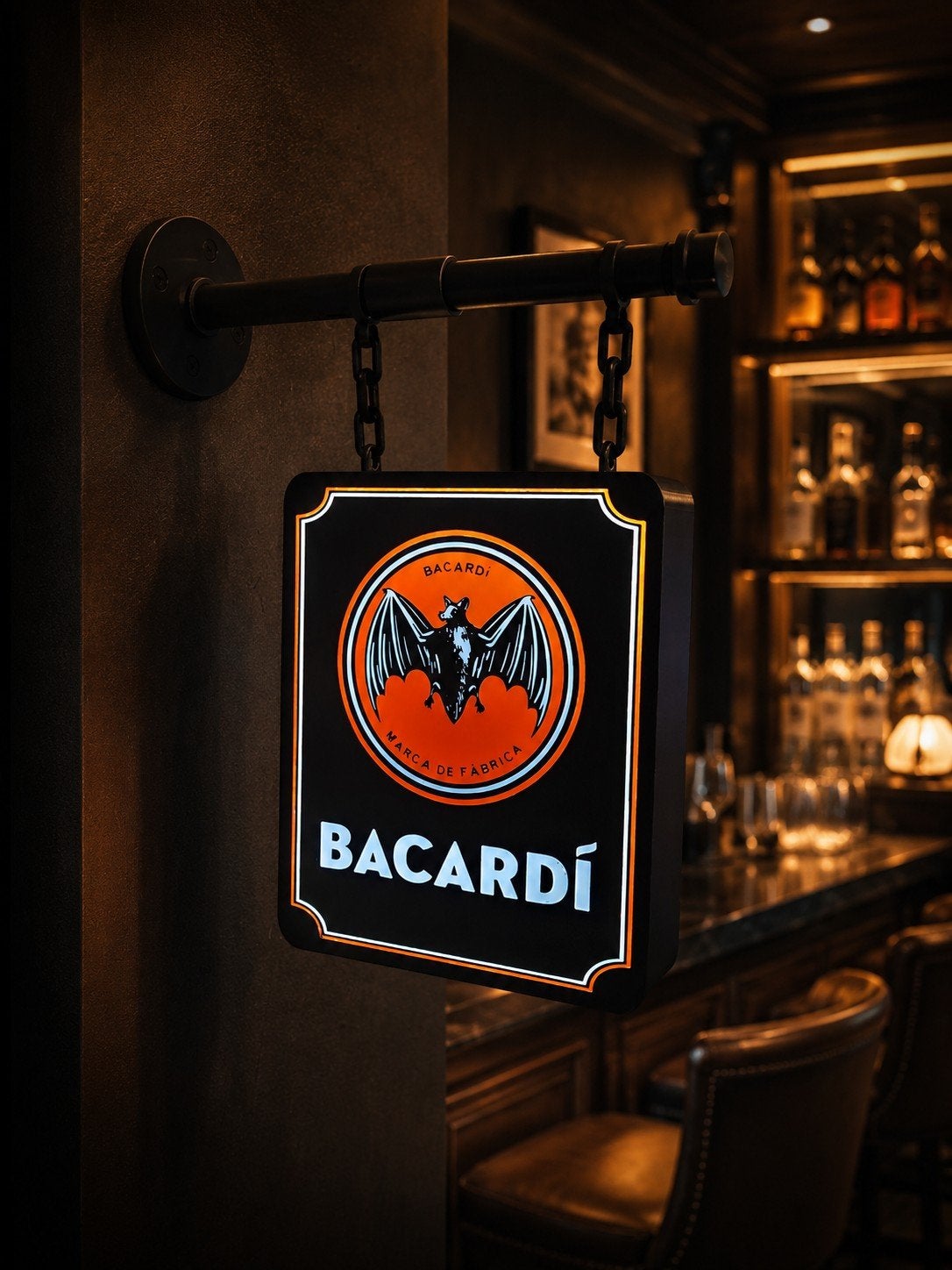 Bacardi Lichtbak - Sfeervolle Decoratie voor Bar/Mancave, Ophalen of Verzenden, Nieuw, Lichtbak of (neon) lamp
