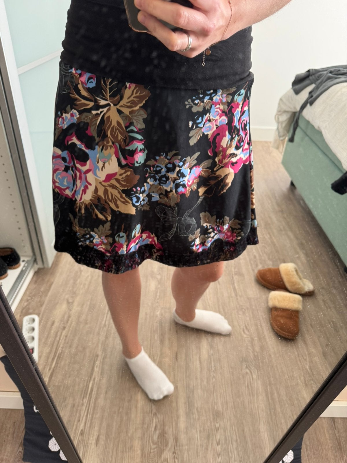 Dept rokje met bloemenprint en kant, maat S, Maat 36 (S), Gedragen, Boven de knie, Meerkleurig