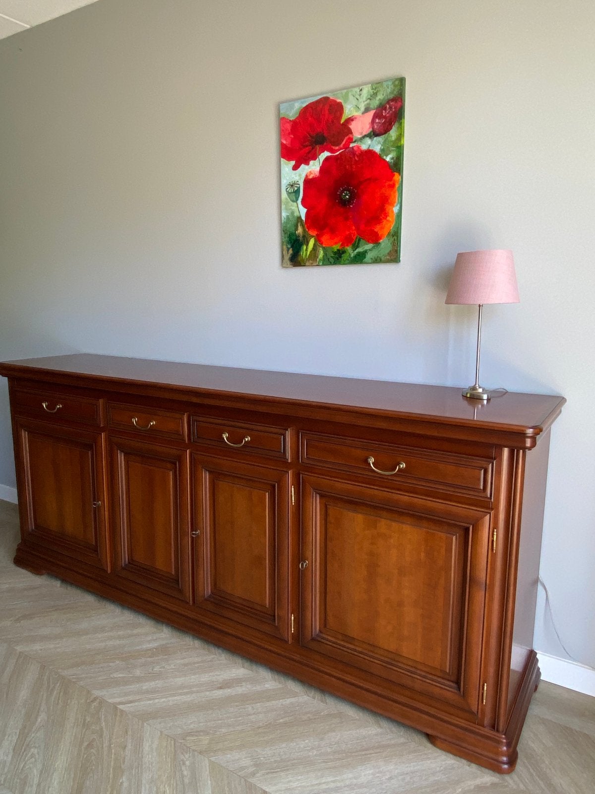 Klassiek dressoir kersenhout, Ophalen, Zo goed als nieuw, 200 cm of meer, Kersenhout