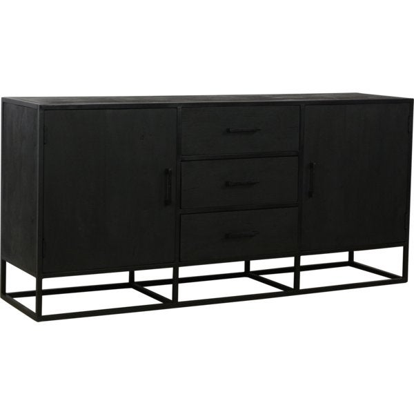 dressoir 180cm mango zwart metaal Hoge kwaliteit actie prijs, Huis en Inrichting, Kasten | Ladekasten, 50 tot 100 cm, Zo goed als nieuw