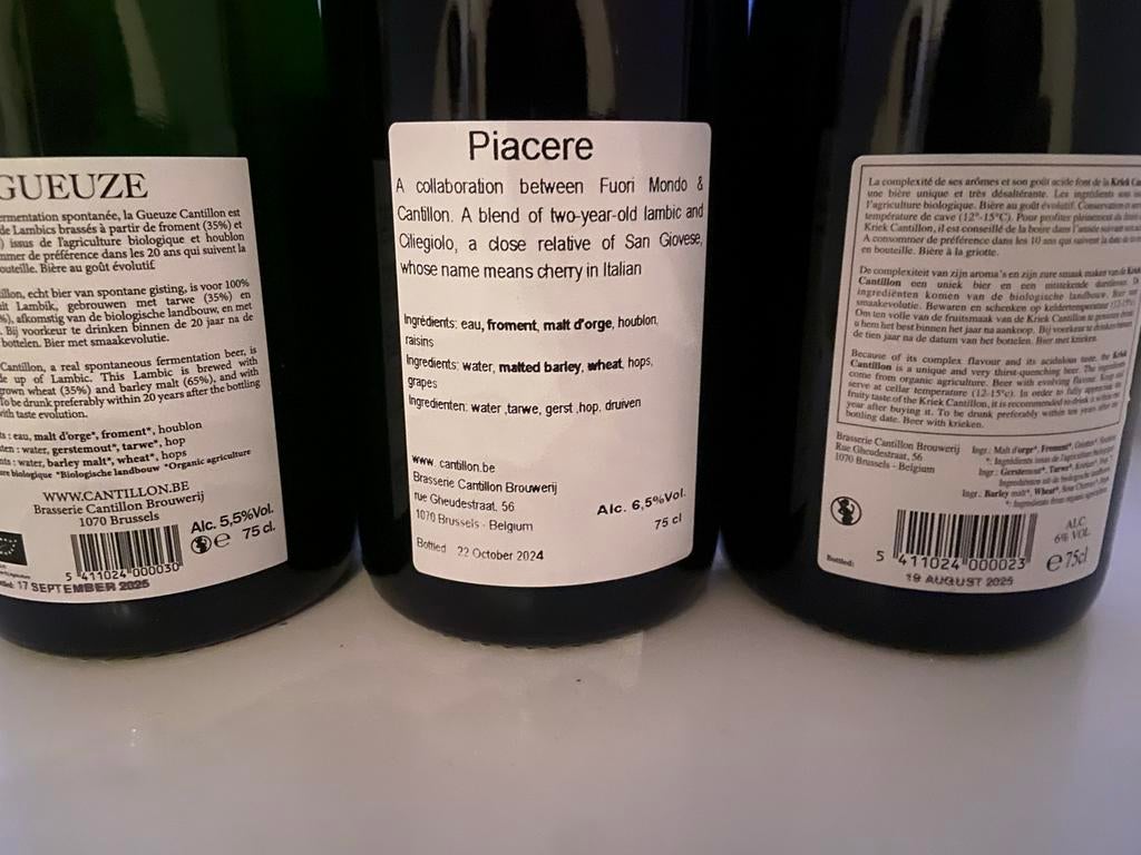 Cantillon bieren - Geuze, Piacere, Kriek 100% Lambic Bio, Verzenden, Nieuw, Flesje(s), Overige merken