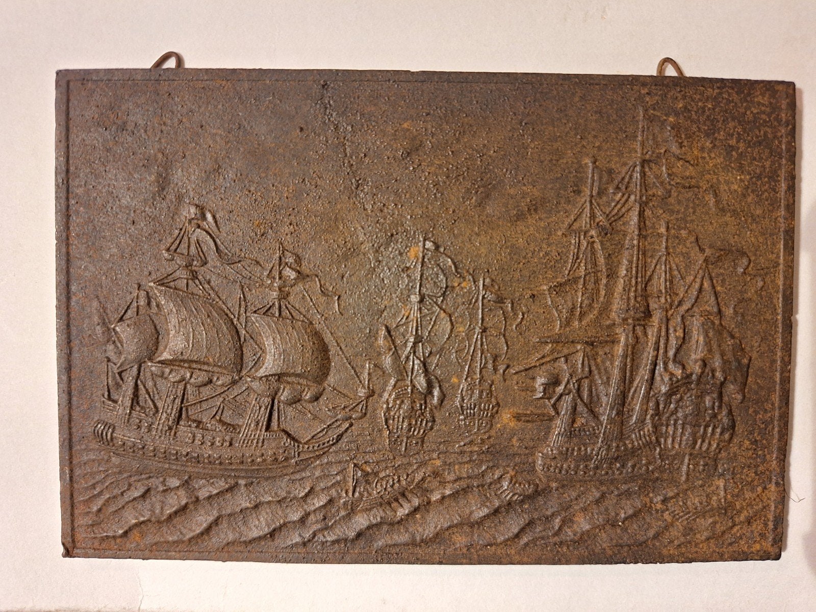 Antiek Gietijzeren Plaat VOC Schepen, Ophalen of Verzenden