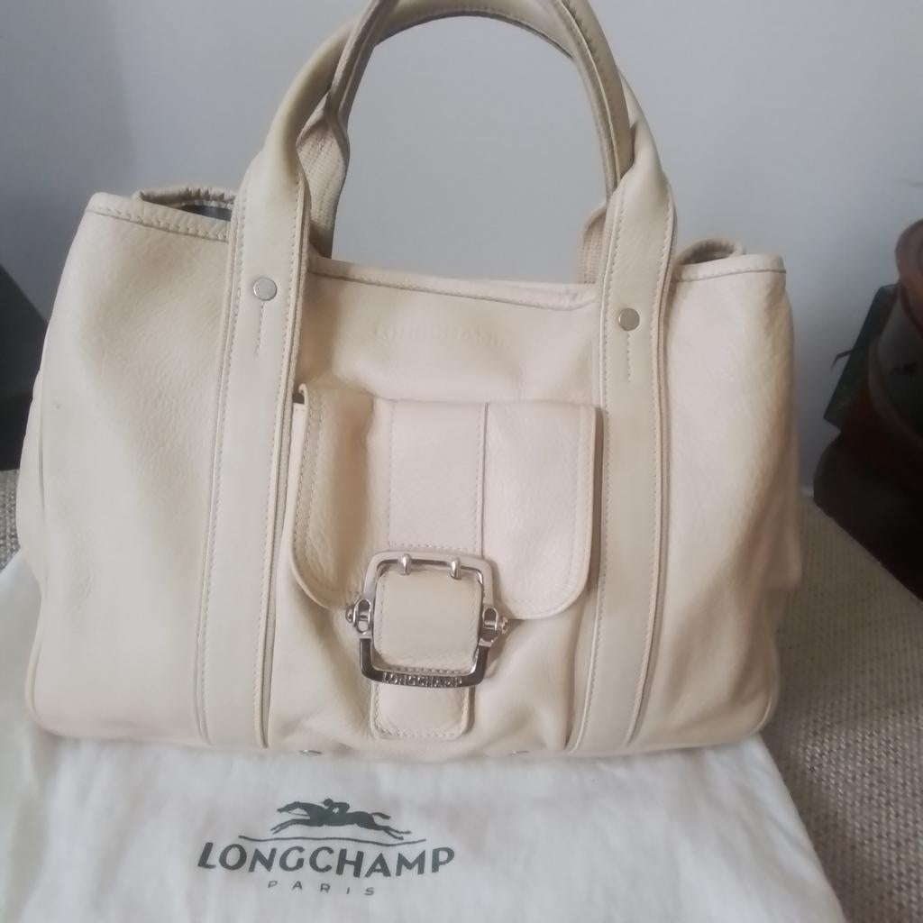 Longchamp creme leren handtas, Ophalen of Verzenden, Beige, Handtas
