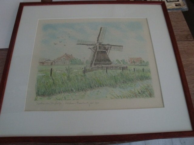 schildery-tekening friesland watermolen 1990, Ophalen of Verzenden