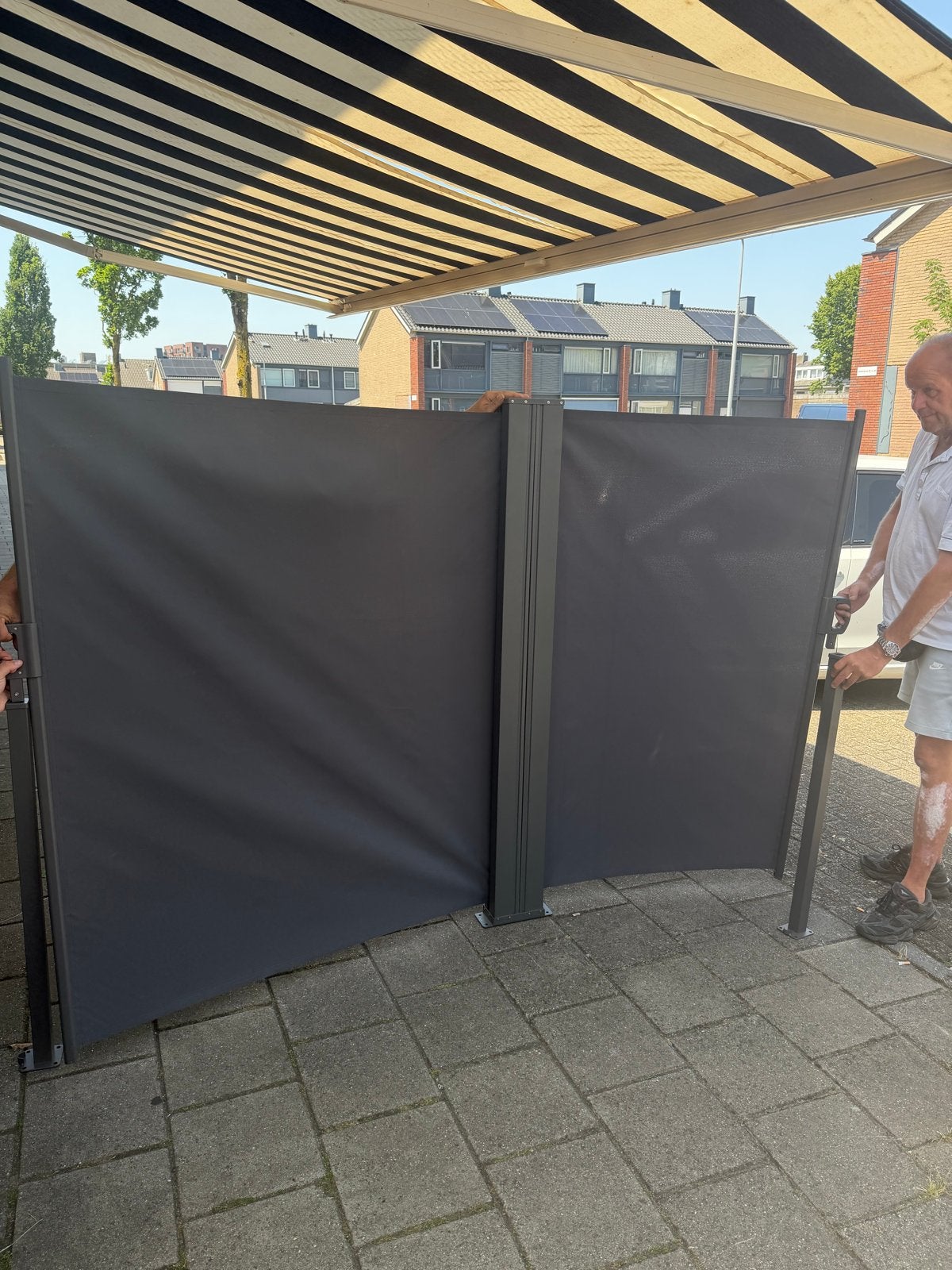 Nieuw dubbel windscherm grijs - 2x 3 meter uitval, 300 cm of meer, Ophalen of Verzenden, Nieuw, Overige typen